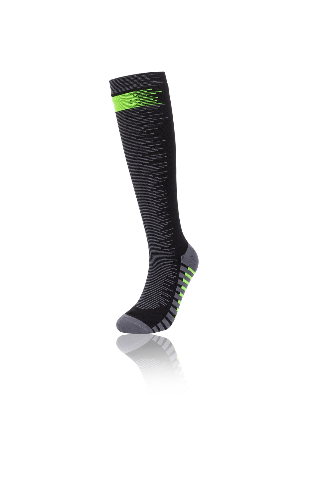 Merino Wool Knee High Length Black with Lime